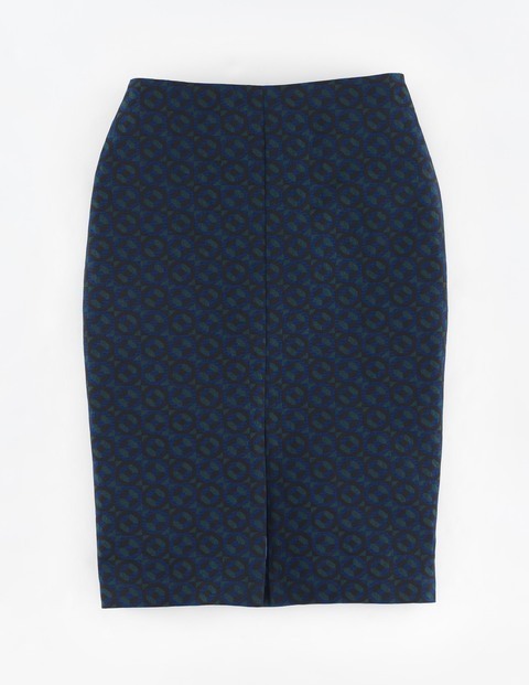 Patricia Skirt Bright Blue - style: pencil; fit: tailored/fitted; waist: high rise; predominant colour: navy; occasions: work; length: just above the knee; fibres: wool - 100%; pattern type: fabric; pattern: patterned/print; texture group: woven light midweight; pattern size: big & busy (bottom); season: a/w 2015