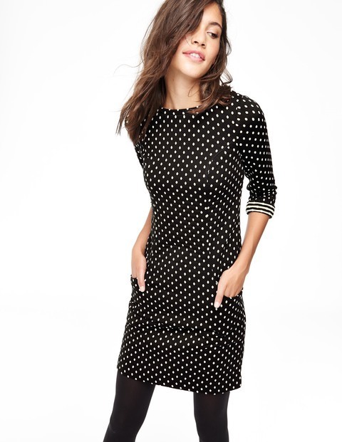 Dotty Shift Summer Dress Black & Ivory Women, Black & Ivory - style: shift; pattern: polka dot; secondary colour: white; predominant colour: black; occasions: evening; length: just above the knee; fit: body skimming; fibres: polyester/polyamide - mix; neckline: crew; sleeve length: 3/4 length; sleeve style: standard; pattern type: fabric; texture group: jersey - stretchy/drapey; multicoloured: multicoloured; season: a/w 2015