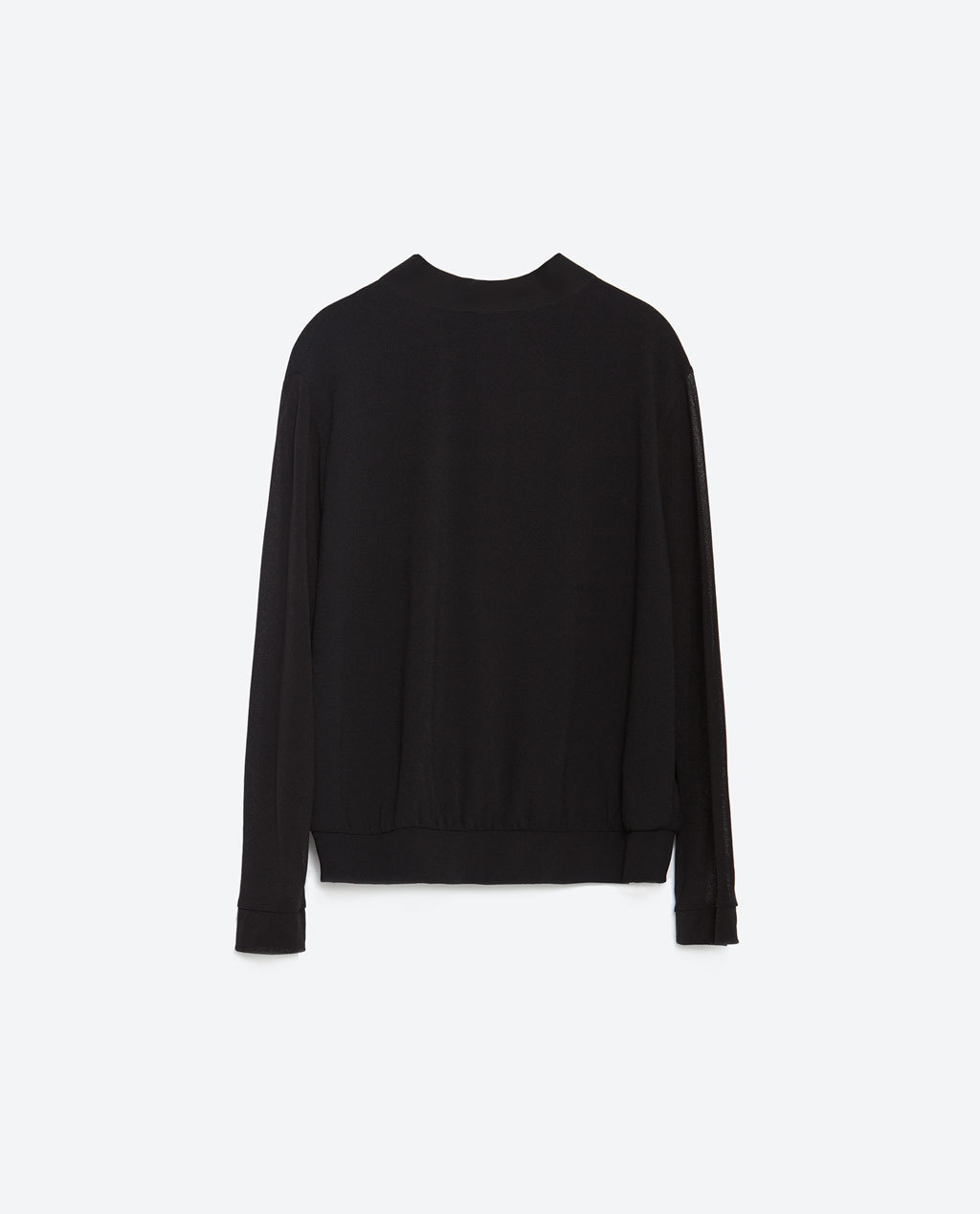 Shirt With Back Tie - pattern: plain; predominant colour: black; occasions: casual, creative work; length: standard; style: top; fibres: polyester/polyamide - stretch; fit: straight cut; neckline: crew; sleeve length: long sleeve; sleeve style: standard; pattern type: fabric; texture group: jersey - stretchy/drapey; embellishment: bow; season: a/w 2015; wardrobe: highlight; embellishment location: neck