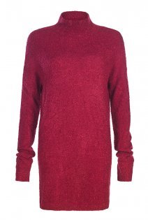 Tall Textured Turtle Neck Knit At - pattern: plain; length: below the bottom; style: tunic; neckline: roll neck; predominant colour: true red; occasions: casual; fibres: acrylic - mix; fit: body skimming; sleeve length: long sleeve; sleeve style: standard; texture group: knits/crochet; pattern type: fabric; season: a/w 2015
