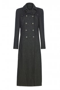Tall Maxi Coat At - pattern: plain; style: double breasted; fit: slim fit; collar: standard lapel/rever collar; predominant colour: charcoal; occasions: casual; length: ankle length; fibres: polyester/polyamide - mix; sleeve length: long sleeve; sleeve style: standard; collar break: medium; pattern type: fabric; texture group: woven bulky/heavy; season: a/w 2015