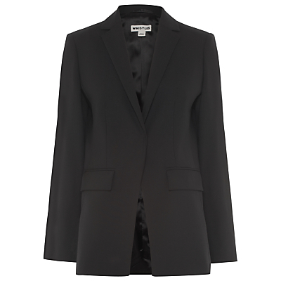 Milla Tailored Jacket, Black - pattern: plain; style: single breasted blazer; length: below the bottom; collar: standard lapel/rever collar; predominant colour: black; occasions: work; fit: tailored/fitted; fibres: polyester/polyamide - 100%; sleeve length: long sleeve; sleeve style: standard; collar break: low/open; pattern type: fabric; texture group: woven light midweight; season: a/w 2015
