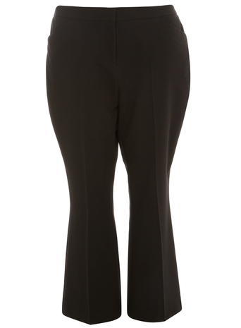 Womens **Dp Curve Black Formal Tailored Bootcut Trousers Black - length: standard; pattern: plain; waist: mid/regular rise; predominant colour: black; occasions: work, creative work; fibres: polyester/polyamide - 100%; texture group: crepes; fit: bootcut; pattern type: fabric; style: standard; season: a/w 2015