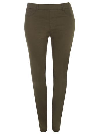 Womens **Dp Curve Khaki Jeggings Khaki - style: skinny leg; length: standard; pattern: plain; waist: mid/regular rise; predominant colour: khaki; occasions: casual; fibres: cotton - stretch; texture group: denim; pattern type: fabric; season: a/w 2015