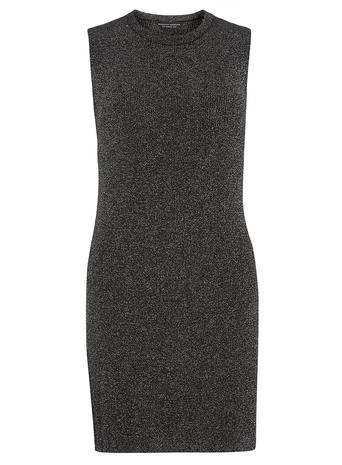 Womens Charcoal Sparkle Shell Top Grey - pattern: plain; sleeve style: sleeveless; length: below the bottom; hip detail: fitted at hip; secondary colour: silver; predominant colour: black; occasions: evening; style: top; fibres: polyester/polyamide - 100%; fit: body skimming; neckline: crew; sleeve length: sleeveless; pattern type: fabric; texture group: woven light midweight; embellishment: glitter; season: a/w 2015