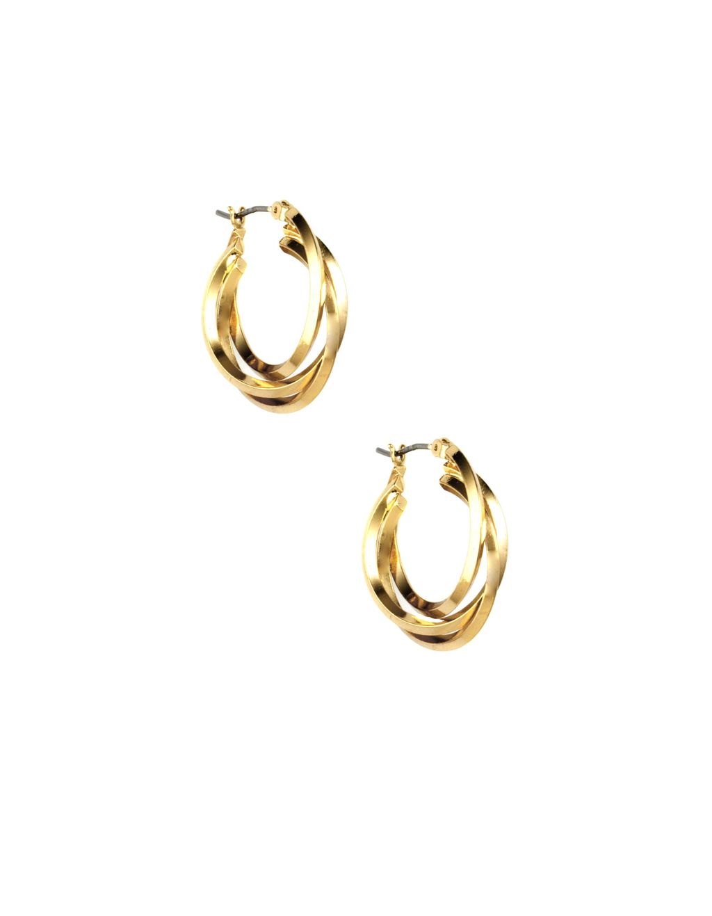 Gold Tone 3 Ring Hoop Earrings, N/A - predominant colour: gold; occasions: casual, work, creative work; style: hoop; length: mid; size: standard; material: chain/metal; fastening: pierced; finish: metallic; season: a/w 2015