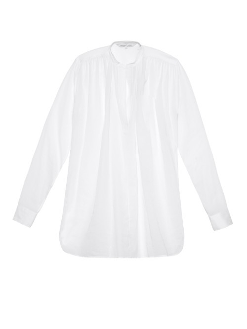 Poet Opaque Shirt - pattern: plain; length: below the bottom; style: shirt; predominant colour: white; occasions: casual, creative work; neckline: collarstand; fit: loose; sleeve length: 3/4 length; sleeve style: standard; pattern type: fabric; texture group: other - light to midweight; season: a/w 2015