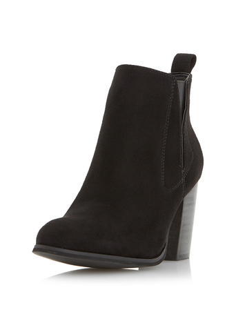 Womens **Head Over Heels Elasticated Panel Ankle Boots Blue - predominant colour: black; occasions: casual, creative work; material: suede; heel height: high; heel: block; toe: round toe; boot length: ankle boot; style: standard; finish: plain; pattern: plain; season: a/w 2015