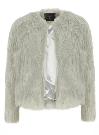 Womens Mint Short Faux Fur Coat Mint - pattern: plain; length: standard; collar: round collar/collarless; style: single breasted; predominant colour: pistachio; occasions: evening, occasion; fit: straight cut (boxy); fibres: acrylic - mix; sleeve length: long sleeve; sleeve style: standard; texture group: fur; collar break: low/open; pattern type: fabric; pattern size: standard; embellishment: fur; season: a/w 2015