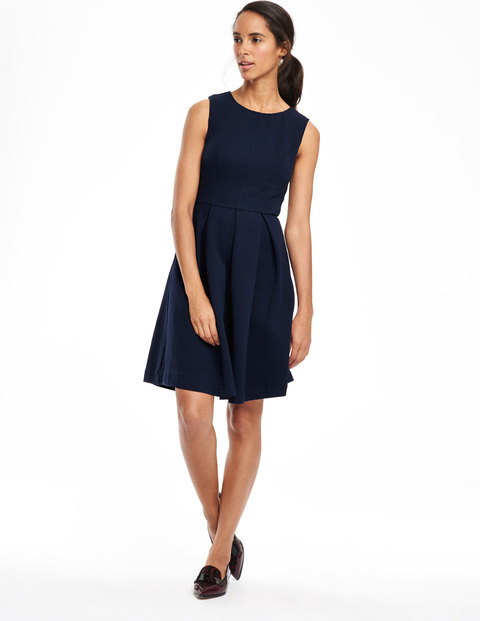 Emille Ottoman Dress Navy Women, Navy - pattern: plain; sleeve style: sleeveless; predominant colour: navy; occasions: evening; length: just above the knee; fit: fitted at waist & bust; style: fit & flare; fibres: cotton - stretch; neckline: crew; sleeve length: sleeveless; pattern type: fabric; texture group: jersey - stretchy/drapey; season: a/w 2015