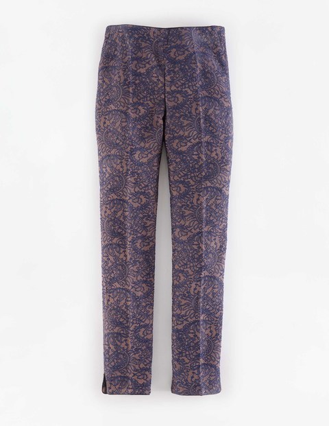 Party Trouser Rose Gold Metallic & Navy Lace Women, Rose Gold Metallic & Navy Lace - waist: mid/regular rise; secondary colour: blush; predominant colour: navy; occasions: casual, creative work; length: ankle length; fibres: polyester/polyamide - mix; fit: slim leg; pattern type: fabric; pattern: florals; texture group: brocade/jacquard; style: standard; pattern size: standard (bottom); season: a/w 2015