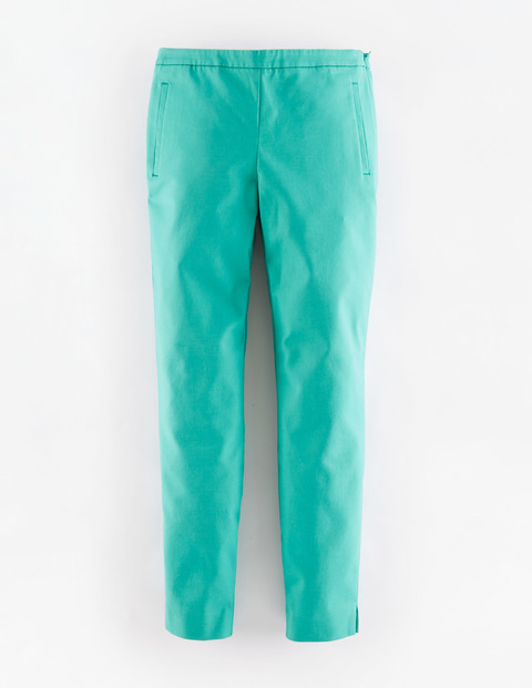 Kensington Trouser Viridian Women, Viridian - length: standard; pattern: plain; waist: mid/regular rise; predominant colour: mint green; occasions: casual, creative work; fibres: cotton - stretch; fit: straight leg; pattern type: fabric; texture group: woven light midweight; style: standard; season: a/w 2015