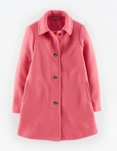 Emilie Coat Coral Reef Women, Coral Reef - pattern: plain; length: below the bottom; fit: loose; style: single breasted; predominant colour: pink; occasions: casual, creative work; fibres: wool - stretch; collar: shirt collar/peter pan/zip with opening; sleeve length: long sleeve; sleeve style: standard; collar break: high; pattern type: fabric; texture group: woven bulky/heavy; season: a/w 2015
