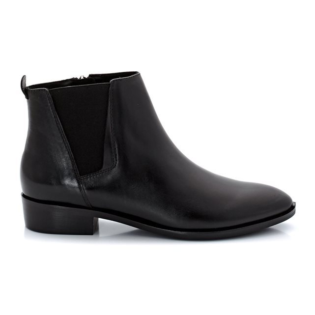 D Lover A Leather Boots - predominant colour: black; occasions: casual, creative work; material: leather; heel height: mid; heel: block; toe: round toe; boot length: ankle boot; style: standard; finish: plain; pattern: plain; season: a/w 2015