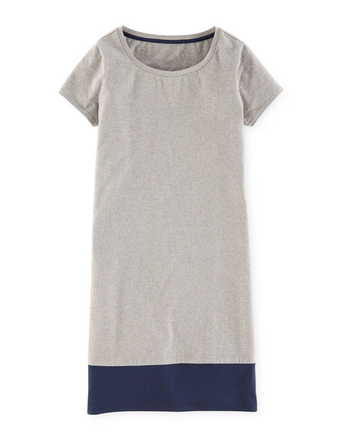 T Shirt Summer Dress Grey Marl/Navy Women, Grey Marl/Navy - style: shift; length: mini; neckline: round neck; pattern: plain; predominant colour: light grey; secondary colour: light grey; occasions: casual; fit: body skimming; fibres: cotton - mix; sleeve length: short sleeve; sleeve style: standard; pattern type: fabric; texture group: jersey - stretchy/drapey; season: a/w 2015