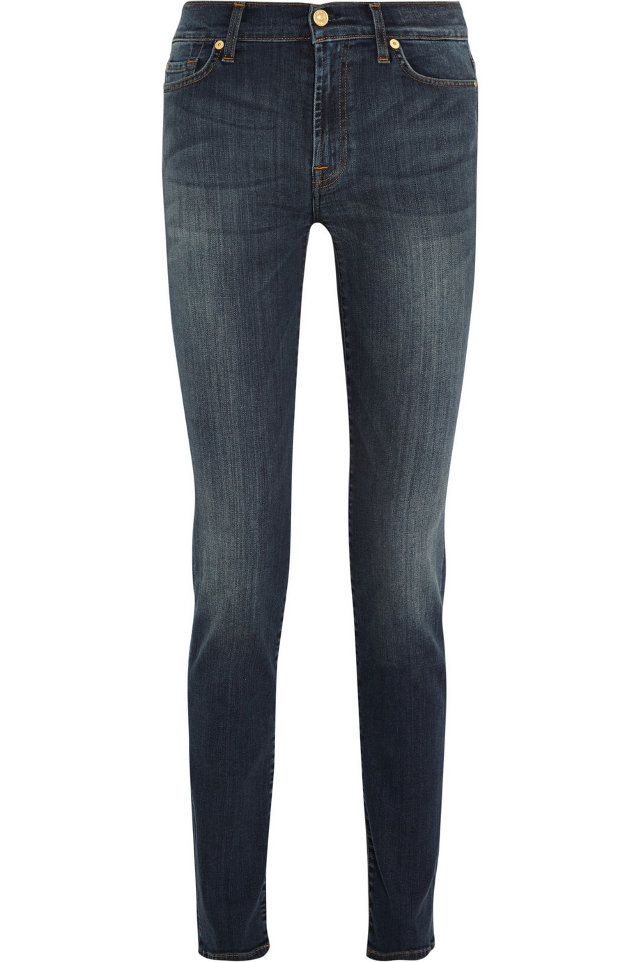 Rozie High Rise Skinny Jeans Mid Denim - style: skinny leg; pattern: plain; waist: high rise; pocket detail: traditional 5 pocket; predominant colour: denim; occasions: casual; length: ankle length; fibres: cotton - stretch; jeans detail: shading down centre of thigh; texture group: denim; pattern type: fabric; season: a/w 2015