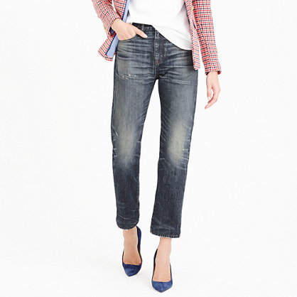 Point Sur Shoreditch Jean In Orran Wash - style: straight leg; pattern: plain; pocket detail: traditional 5 pocket; waist: mid/regular rise; predominant colour: denim; occasions: casual; length: ankle length; fibres: cotton - stretch; jeans detail: whiskering, shading down centre of thigh; texture group: denim; pattern type: fabric; season: a/w 2015