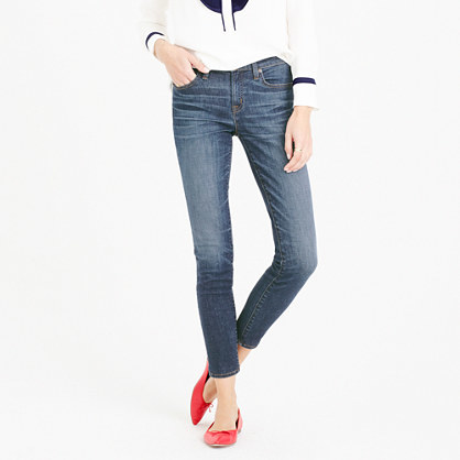 Toothpick Jean In Edison Wash - style: skinny leg; pattern: plain; pocket detail: traditional 5 pocket; waist: mid/regular rise; predominant colour: denim; occasions: casual; length: ankle length; fibres: cotton - mix; jeans detail: shading down centre of thigh; texture group: denim; pattern type: fabric; season: a/w 2015