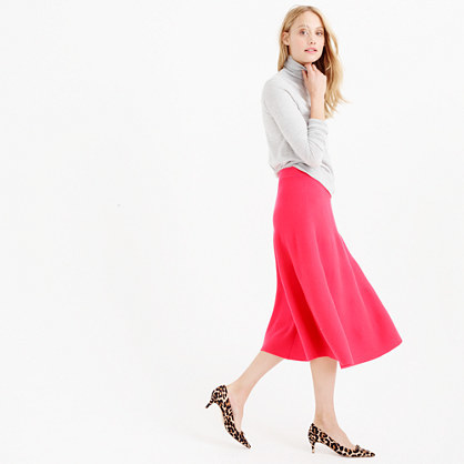 Petite Midi Sweater Skirt - length: calf length; pattern: plain; fit: loose/voluminous; waist: high rise; predominant colour: hot pink; style: a-line; fibres: wool - mix; hip detail: soft pleats at hip/draping at hip/flared at hip; waist detail: narrow waistband; texture group: knits/crochet; pattern type: knitted - fine stitch; occasions: creative work; season: a/w 2015