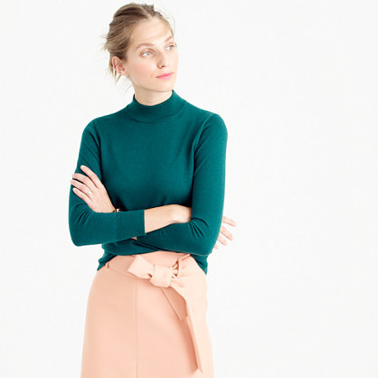 Petite Tippi Mockneck Sweater - pattern: plain; neckline: high neck; style: standard; predominant colour: teal; occasions: casual, creative work; length: standard; fibres: wool - mix; fit: slim fit; sleeve length: long sleeve; sleeve style: standard; texture group: knits/crochet; pattern type: knitted - fine stitch; season: a/w 2015