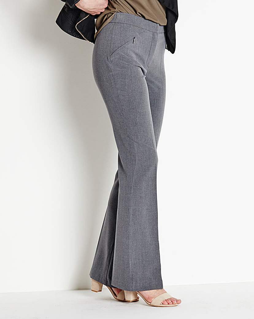 Magisculpt Bootcut Trousers Extra Short - length: standard; pattern: plain; waist: mid/regular rise; predominant colour: mid grey; occasions: work, occasion, creative work; fibres: polyester/polyamide - 100%; fit: bootcut; pattern type: fabric; texture group: woven light midweight; style: standard; season: a/w 2015