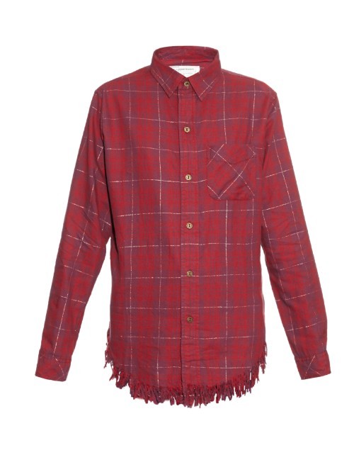 The Prep School Frayed Shirt - neckline: shirt collar/peter pan/zip with opening; pattern: checked/gingham; style: shirt; predominant colour: hot pink; occasions: casual, creative work; length: standard; fit: body skimming; sleeve length: long sleeve; sleeve style: standard; pattern type: fabric; pattern size: standard; texture group: other - light to midweight; season: a/w 2015; trends: plaid and simple