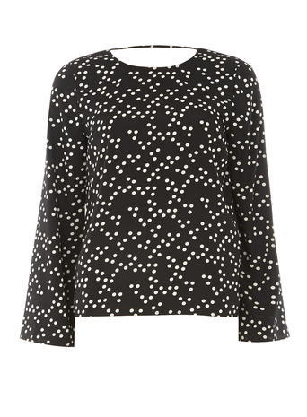 Womens **Vero Moda Black Dotty Blouse Black - neckline: round neck; style: blouse; pattern: polka dot; secondary colour: white; predominant colour: black; occasions: casual, creative work; length: standard; fibres: polyester/polyamide - 100%; fit: body skimming; sleeve length: long sleeve; sleeve style: standard; texture group: sheer fabrics/chiffon/organza etc.; pattern type: fabric; pattern size: big & busy (top); season: a/w 2015