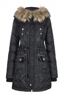 Tall Down Filled Parka At - pattern: plain; collar: funnel; style: parka; length: mid thigh; predominant colour: navy; secondary colour: stone; occasions: casual; fit: straight cut (boxy); fibres: nylon - 100%; waist detail: belted waist/tie at waist/drawstring; sleeve length: long sleeve; sleeve style: standard; texture group: technical outdoor fabrics; collar break: high; season: a/w 2015