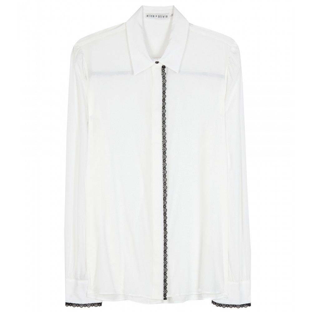 Carley Silk Shirt - neckline: shirt collar/peter pan/zip with opening; pattern: plain; style: shirt; predominant colour: white; occasions: evening; length: standard; fibres: silk - 100%; fit: body skimming; sleeve length: long sleeve; sleeve style: standard; texture group: silky - light; pattern type: fabric; season: a/w 2015