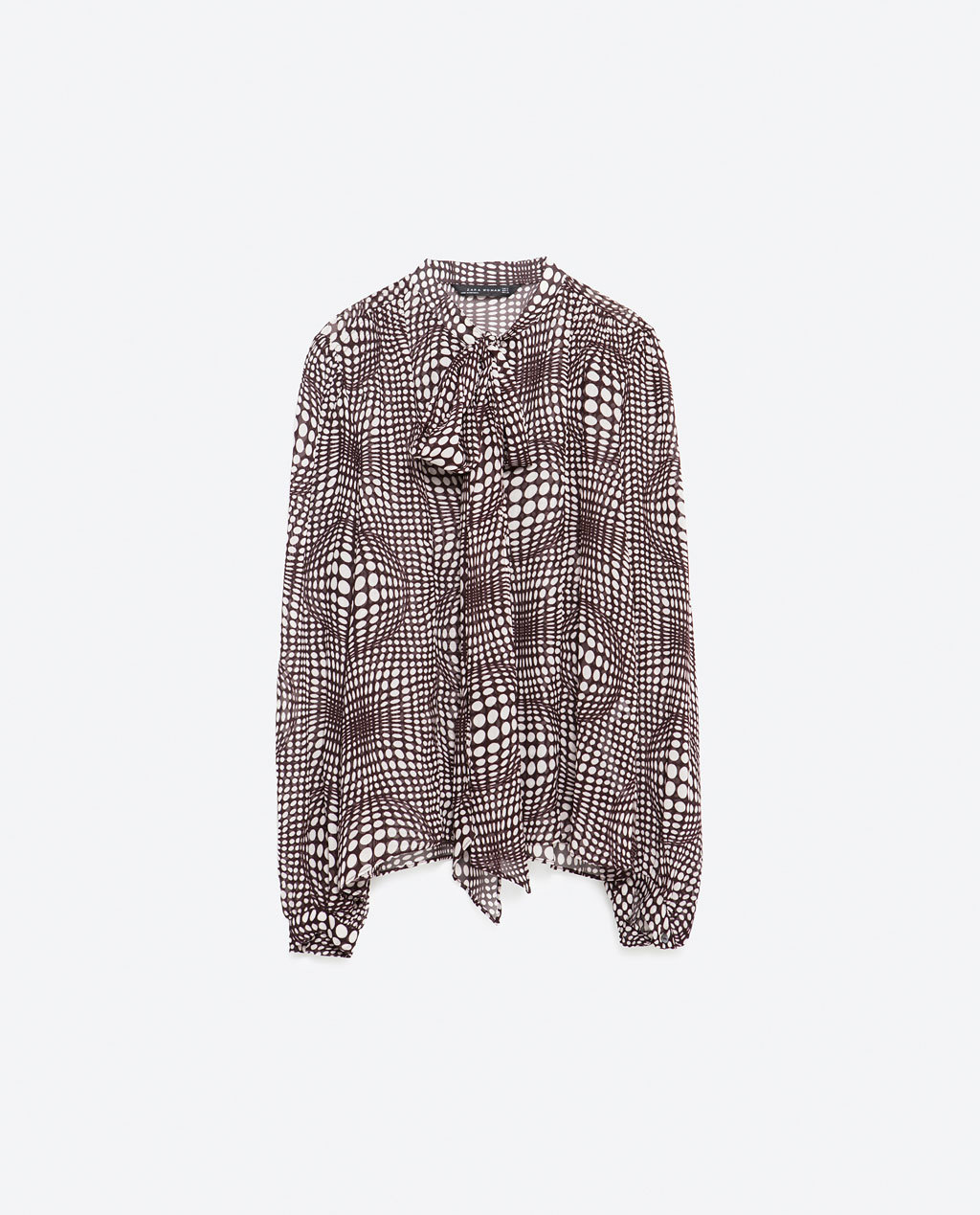 Printed Blouse - neckline: pussy bow; style: blouse; secondary colour: white; predominant colour: aubergine; occasions: evening, work, occasion; length: standard; fibres: viscose/rayon - 100%; fit: straight cut; sleeve length: long sleeve; sleeve style: standard; texture group: cotton feel fabrics; pattern type: fabric; pattern size: standard; pattern: patterned/print; multicoloured: multicoloured; season: a/w 2015; wardrobe: highlight