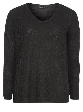 Womens Charcoal Sparkle Animal Jumper Grey - neckline: v-neck; pattern: plain; style: standard; predominant colour: charcoal; occasions: casual; length: standard; fit: slim fit; sleeve length: long sleeve; sleeve style: standard; texture group: knits/crochet; pattern type: fabric; fibres: viscose/rayon - mix; season: a/w 2015