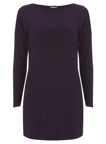 Womens Purple Cold Shoulder Top Purple - neckline: round neck; pattern: plain; predominant colour: purple; occasions: casual; style: top; fibres: polyester/polyamide - stretch; fit: body skimming; length: mid thigh; sleeve length: long sleeve; sleeve style: standard; pattern type: fabric; texture group: jersey - stretchy/drapey; season: a/w 2015