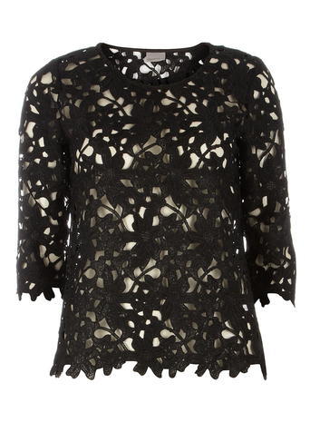 Womens **Vero Moda Black Lace 3/4 Sleeve Blouse Black - predominant colour: black; season: a/w 2015
