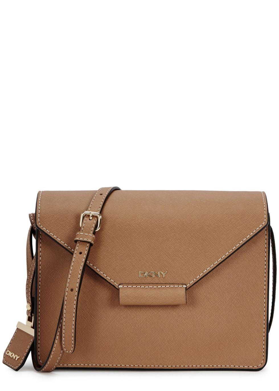 Bryant Park Camel Saffiano Leather Cross Body Bag - predominant colour: camel; occasions: casual; style: messenger; length: across body/long; size: standard; material: leather; pattern: plain; finish: plain; season: a/w 2015