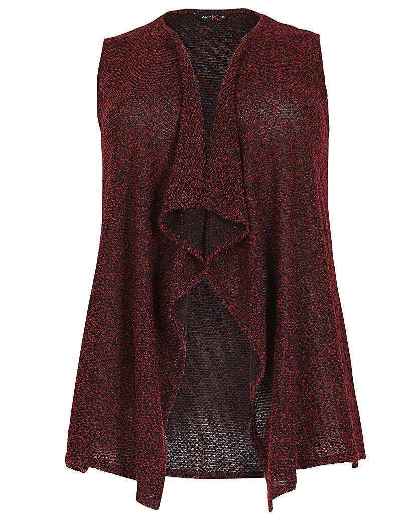 Amy K Waterfall Boucle Waistcoat - pattern: plain; sleeve style: sleeveless; neckline: collarless open; style: open front; predominant colour: burgundy; occasions: casual; length: standard; fibres: polyester/polyamide - 100%; fit: standard fit; sleeve length: sleeveless; texture group: knits/crochet; pattern type: knitted - fine stitch; season: a/w 2015