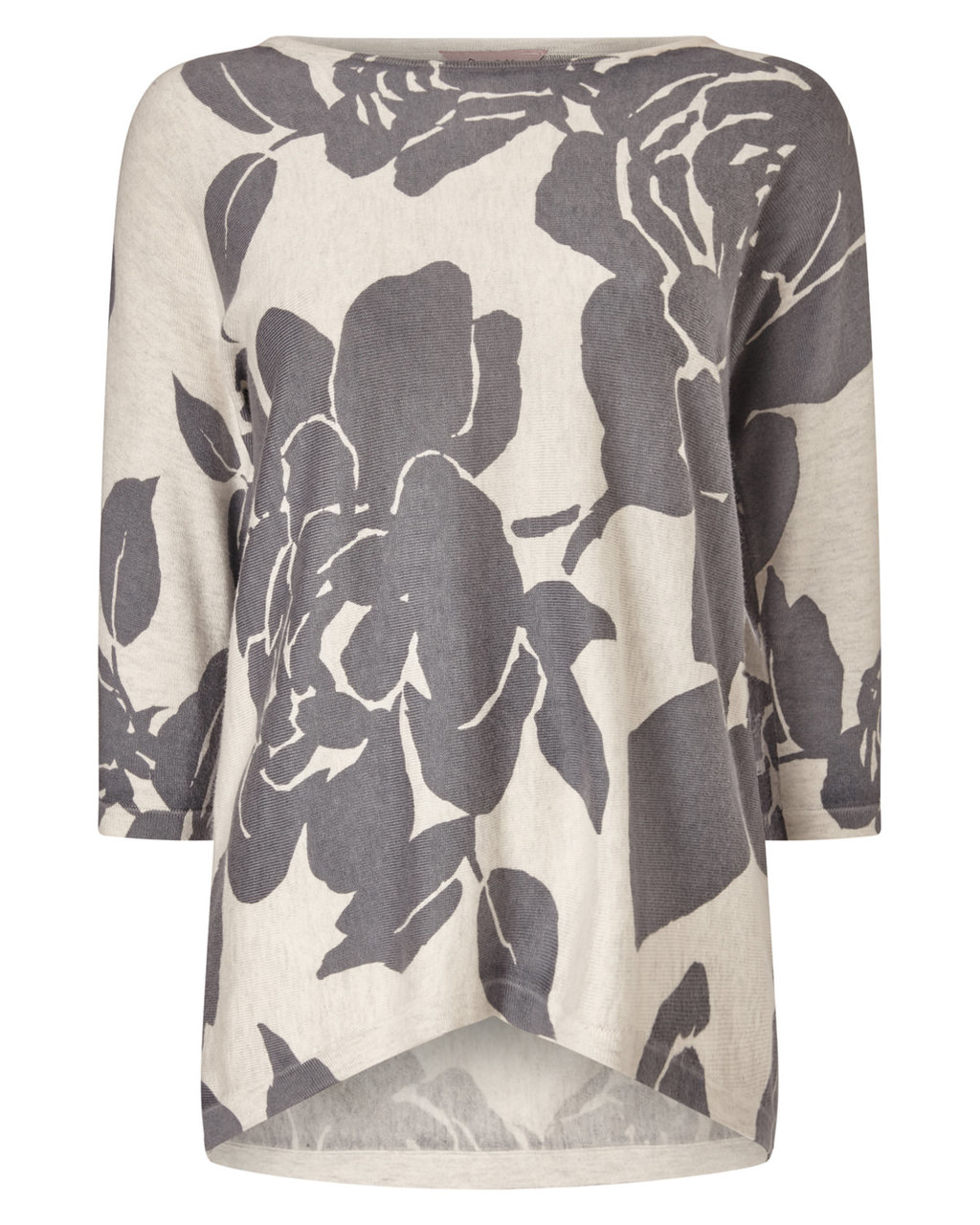 Emely Print Jumper - neckline: round neck; style: standard; predominant colour: ivory/cream; secondary colour: mid grey; occasions: casual, creative work; length: standard; fit: loose; sleeve length: long sleeve; sleeve style: standard; texture group: knits/crochet; pattern type: knitted - fine stitch; pattern: florals; pattern size: big & busy (top); season: a/w 2015