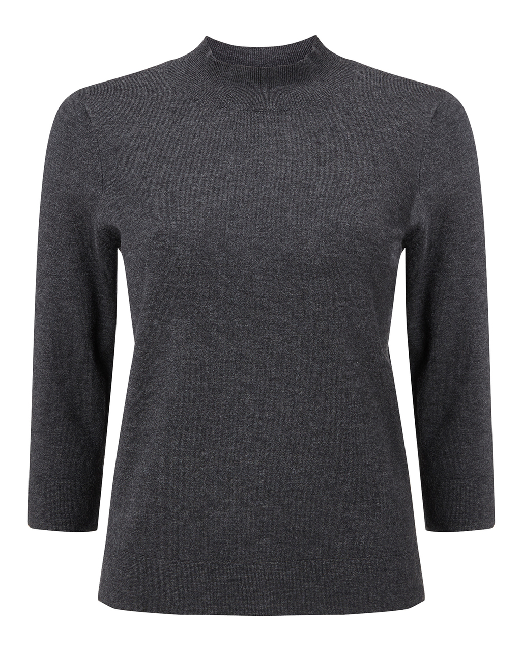 Marlee Plain Turtle Neck Knit - pattern: plain; neckline: high neck; style: standard; predominant colour: charcoal; occasions: casual, work, creative work; length: standard; fit: standard fit; sleeve length: 3/4 length; sleeve style: standard; texture group: knits/crochet; pattern type: knitted - fine stitch; season: a/w 2015