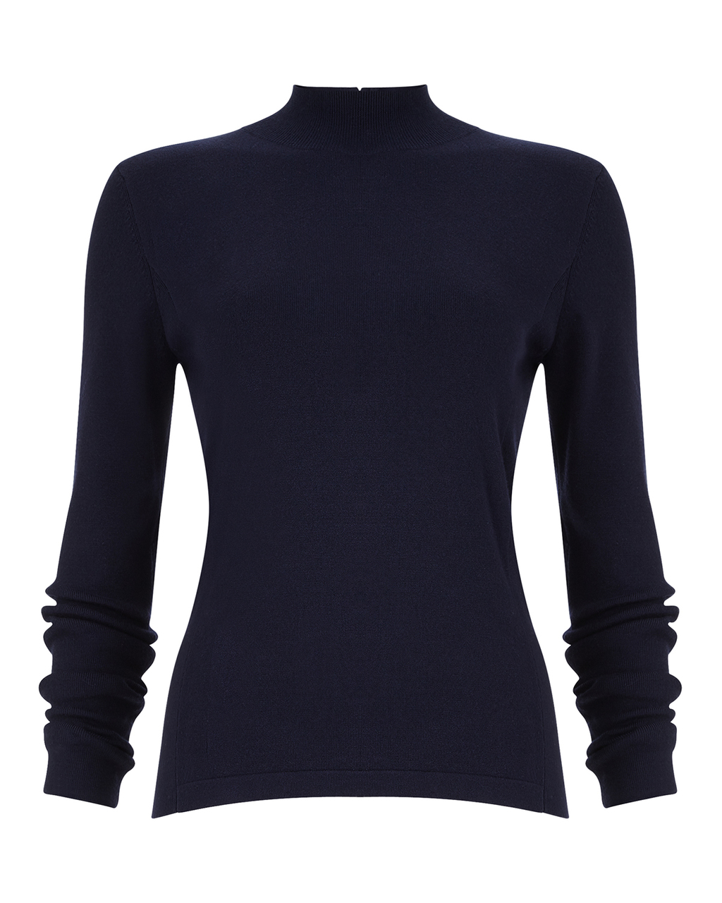 Rita Zip Back Knit - pattern: plain; neckline: high neck; style: standard; predominant colour: navy; occasions: casual, work, creative work; length: standard; fit: slim fit; sleeve length: long sleeve; sleeve style: standard; texture group: knits/crochet; pattern type: knitted - fine stitch; season: a/w 2015