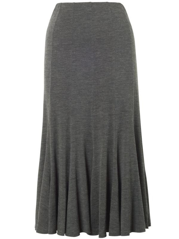 Charcoal 12 Panel Marl Jersey Skirt - length: below the knee; pattern: plain; fit: tailored/fitted; waist: high rise; predominant colour: charcoal; style: fit & flare; fibres: acrylic - mix; pattern type: fabric; texture group: jersey - stretchy/drapey; occasions: creative work; season: a/w 2015