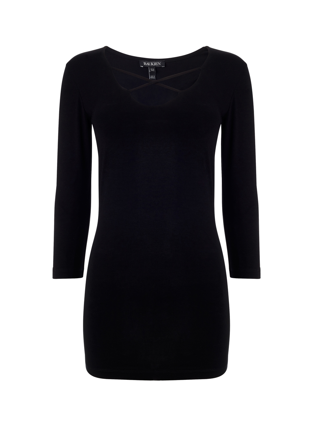 Womenswear Revesby Top - neckline: round neck; pattern: plain; length: below the bottom; style: t-shirt; predominant colour: black; occasions: casual, creative work; fibres: cotton - stretch; fit: body skimming; sleeve length: 3/4 length; sleeve style: standard; texture group: jersey - clingy; pattern type: fabric; season: a/w 2015