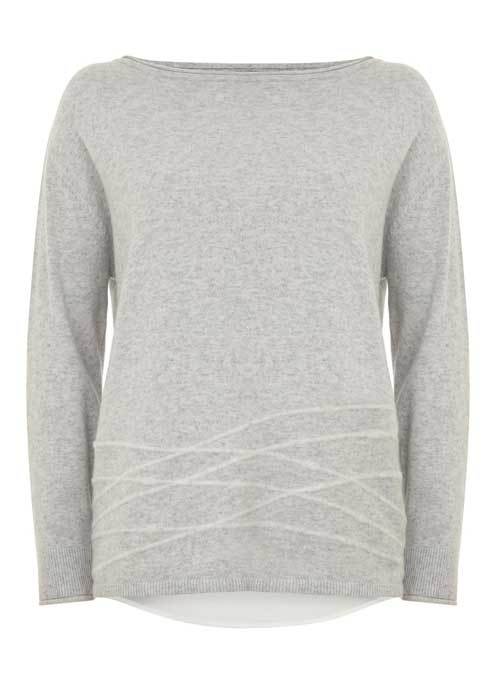 Grey & Ivory Felt Boxy Knit - neckline: slash/boat neckline; pattern: plain; style: standard; predominant colour: light grey; occasions: casual, creative work; length: standard; fibres: wool - mix; fit: standard fit; sleeve length: long sleeve; sleeve style: standard; texture group: knits/crochet; pattern type: knitted - fine stitch; season: a/w 2015