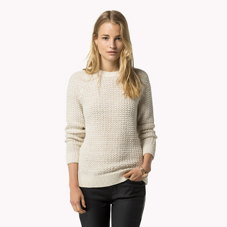 Dobo Sweater - pattern: plain; style: standard; predominant colour: ivory/cream; occasions: casual; length: standard; fibres: wool - mix; fit: slim fit; neckline: crew; sleeve length: long sleeve; sleeve style: standard; texture group: knits/crochet; pattern type: fabric; season: a/w 2015