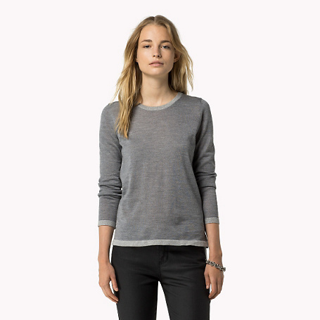 Damerino Sweater - pattern: plain; style: standard; predominant colour: mid grey; occasions: casual; length: standard; fibres: wool - 100%; fit: slim fit; neckline: crew; sleeve length: long sleeve; sleeve style: standard; texture group: knits/crochet; pattern type: fabric; season: a/w 2015