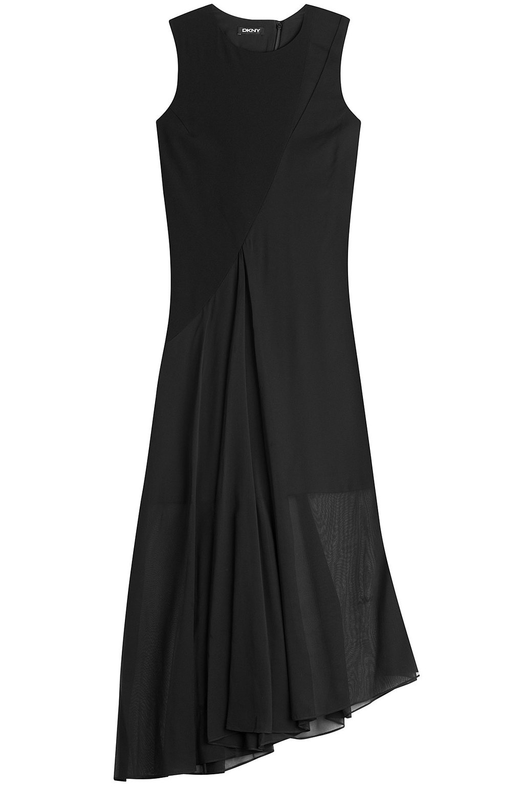 Asymmetric Dress Black - length: below the knee; sleeve style: strapless; predominant colour: black; fit: body skimming; style: asymmetric (hem); neckline: crew; sleeve length: sleeveless; texture group: other - light to midweight; season: a/w 2015