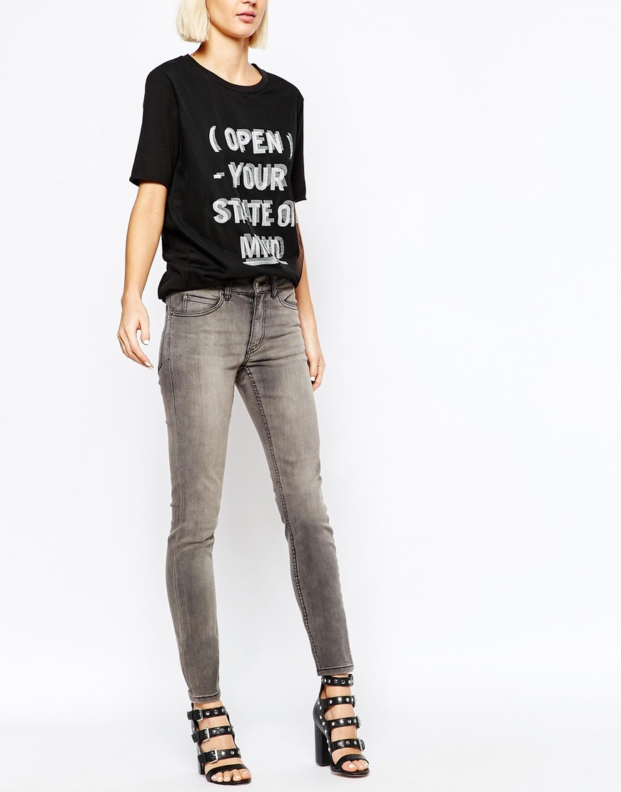 Tight Slim Leg Jean With Superstretch Grey - style: skinny leg; pattern: plain; pocket detail: traditional 5 pocket; waist: mid/regular rise; predominant colour: mid grey; secondary colour: light grey; occasions: casual; length: ankle length; fibres: cotton - stretch; jeans detail: shading down centre of thigh; texture group: denim; pattern type: fabric; season: a/w 2015