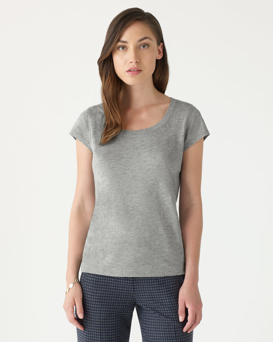 Pima Cotton Short Sleeve T Shirt - pattern: plain; style: t-shirt; predominant colour: mid grey; occasions: casual; length: standard; neckline: scoop; fibres: cotton - 100%; fit: body skimming; sleeve length: short sleeve; sleeve style: standard; texture group: jersey - clingy; pattern type: fabric; season: a/w 2015; wardrobe: basic