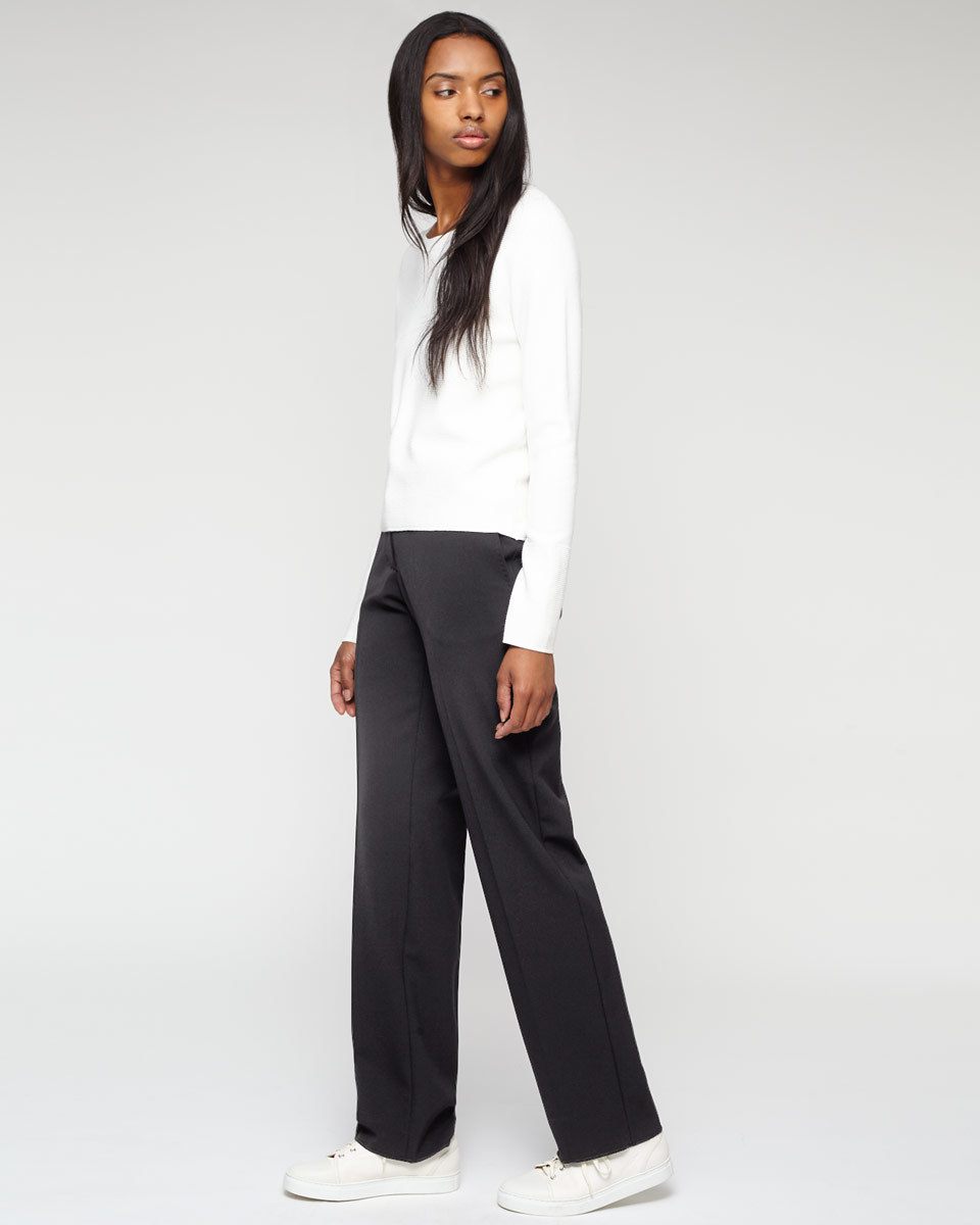 Paris Marais Trousers - length: standard; pattern: plain; waist: mid/regular rise; predominant colour: black; occasions: work, creative work; fibres: polyester/polyamide - stretch; fit: wide leg; pattern type: fabric; texture group: other - light to midweight; style: standard; season: a/w 2015