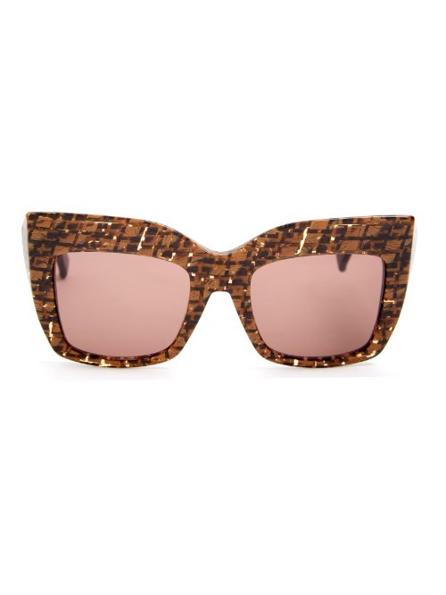 Gem Sunglasses - predominant colour: chocolate brown; occasions: casual, holiday; style: novelty; size: large; material: plastic/rubber; pattern: checked/gingham; finish: plain; season: a/w 2015