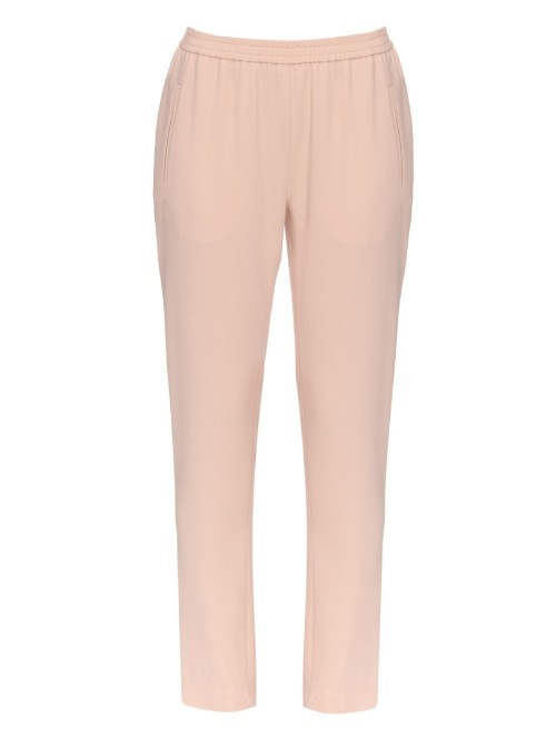 Tamara Straight Leg Cady Trousers - pattern: plain; waist detail: elasticated waist; waist: mid/regular rise; predominant colour: blush; occasions: casual, creative work; length: ankle length; fibres: silk - 100%; hip detail: fitted at hip (bottoms); texture group: crepes; fit: slim leg; pattern type: fabric; style: standard; season: a/w 2015
