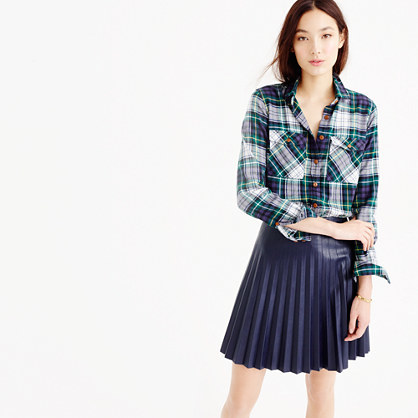 Tall Boyfriend Shirt In Ridge Plaid - neckline: shirt collar/peter pan/zip with opening; pattern: horizontal stripes; style: shirt; secondary colour: pale blue; predominant colour: navy; occasions: casual; length: standard; fibres: cotton - 100%; fit: straight cut; sleeve length: long sleeve; sleeve style: standard; pattern type: fabric; pattern size: standard; texture group: woven light midweight; season: a/w 2015